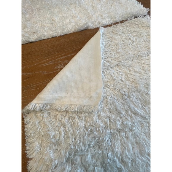 Other - White Faux Fur Fabric Remnants 2 Pieces Shaggy Plush Craft Scraps DIY White